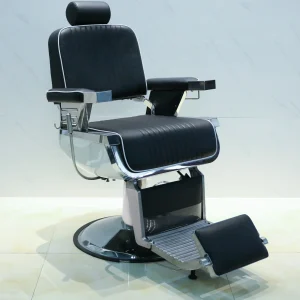 Hidraulična barber stolica na nagib, crna PU koža